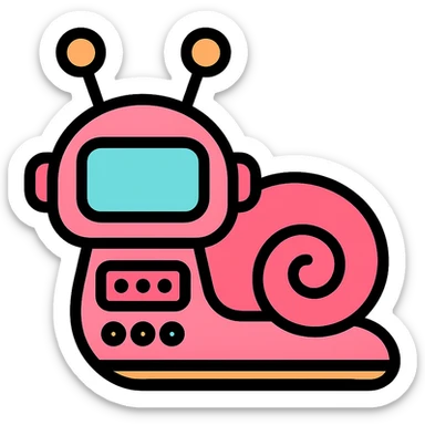 color outline icon of a pink robot snail sticker