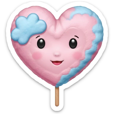 Cotton Candy, Heart-Shaped Cotton Candy – soft pink heart form with sparkle  sticker