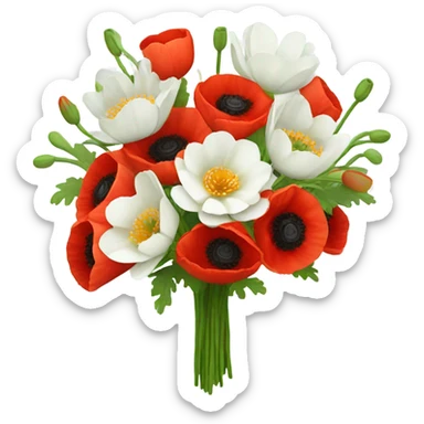 Bouquet with poppy and water lily  sticker