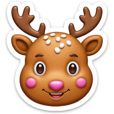 gingerbread cookie in cute reindeer face shape sticker