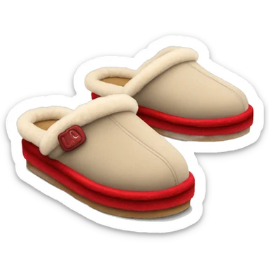Ugg platform slippers with red details on the edge sticker