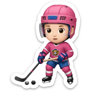 Baby playing hockey sticker