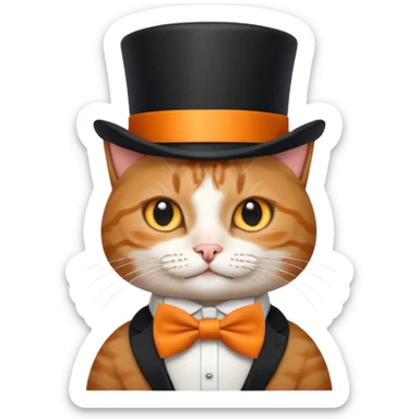 cat with ties and hat sticker