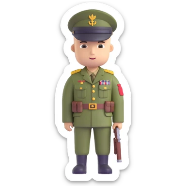 military man with the flag of Quebec in the background sticker