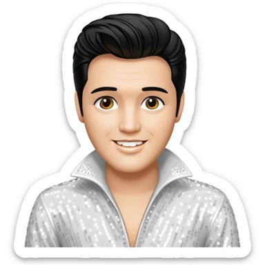 Elvis Presley with white sequin outfit sticker