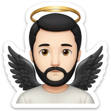  black hair, white bearded man angel sticker