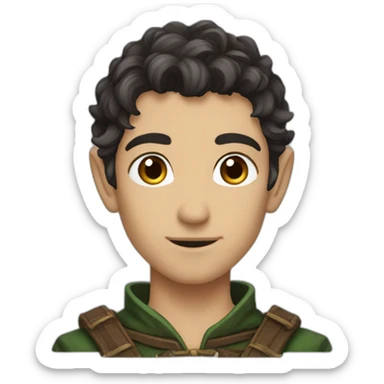 dark choppy hair introvert elf ranger attractive male sticker