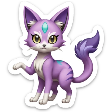 Meloetta-Purrloin-Gatomon-Pokémon-Fakémon-fusion-hybrid-creature sticker