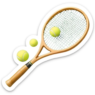 A detailed tennis racket resting on lush green grass beside a bright yellow tennis ball. The scene captures the essence of classic lawn tennis, with a crisp and clean background emphasizing the elegance and tradition of the sport sticker