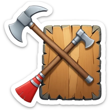 Deux éléments qui fusionnent : deux icônes (ex. bois + pierre) avec une flèche ou un “+” vers un 3ᵉ élément (ex. hache) → l’idée de merge sans limite. sticker