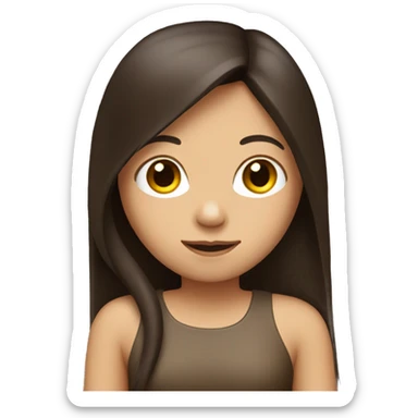 girl with dark brown long straight hair with monkey on her shoulder  sticker