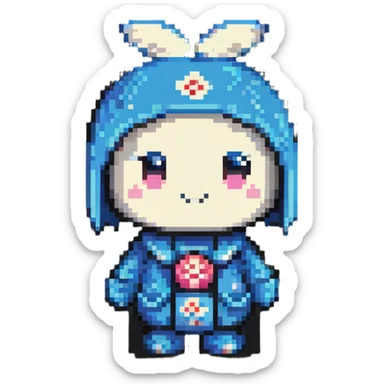 simple Japanese mascot character with soft appearance sticker