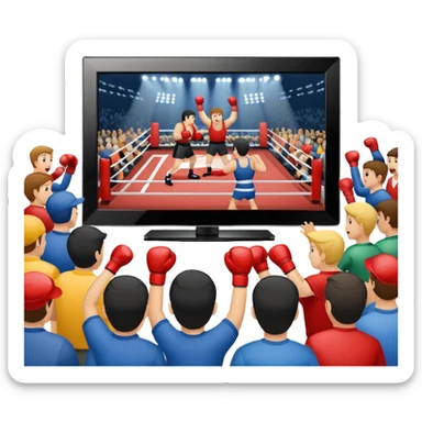 a boxing match shown on a television sticker