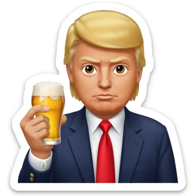 Donald trump holding up a middle finger with a Busch apple lite beer sticker