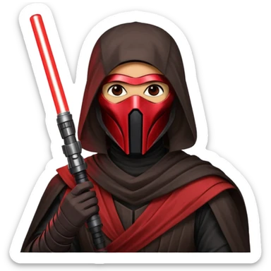Darth Revan with his mask on holding red lightsaber mainly face shot not as much body sticker
