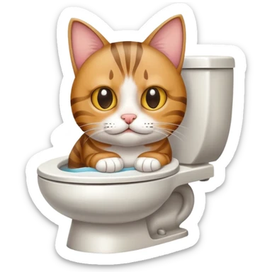 a cat pooping on the toilet sticker