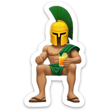 A  spartan Leonidas drinking a relaxed coktail on a sofa sticker