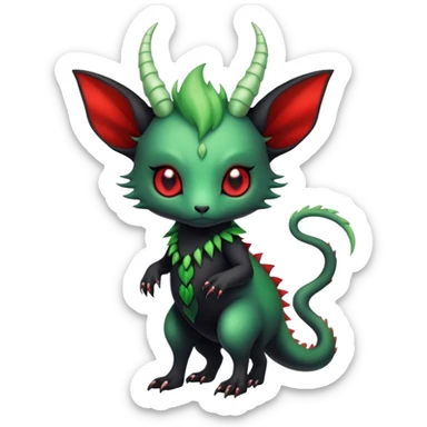 Kawaii Cute Edgy Black Green Red ethereal Fionbri-Vernid-animal-creature full body sticker