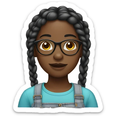 A black girl with braids and braces with glasses  sticker