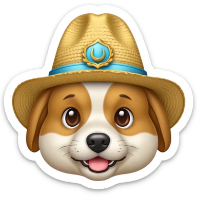 hazme un emoji de un perro con sombrero asombrado sticker
