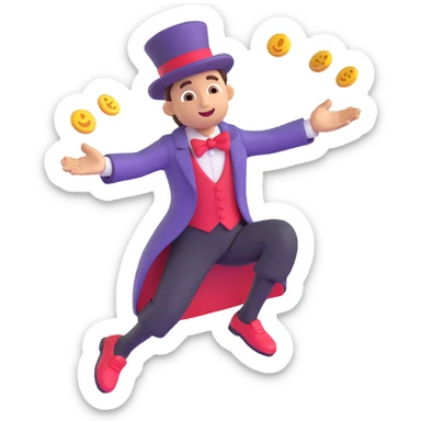 street magician levitating, 3D emoji style sticker
