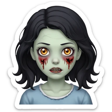 garota zumbi com cabelo preto ondulado sticker