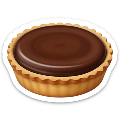 small round tart with shiny chocolate filling, sticker