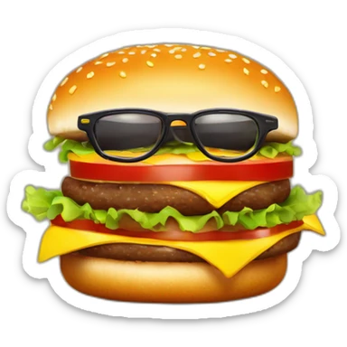 hamburguesa con piernas, brazos , gafas de sol y una buena actitud sticker