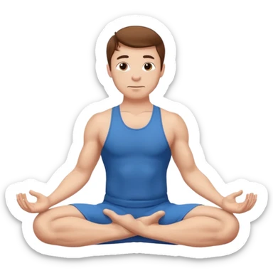Adult man with short brown hair doing cow position yoga sticker