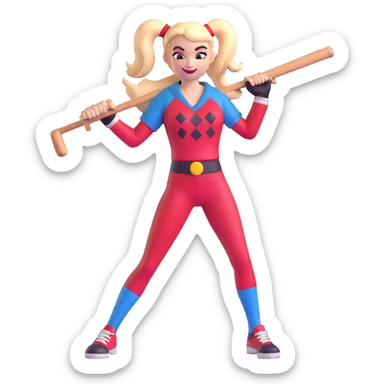Harley Quinn holding a baseball bat sticker