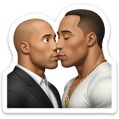 The rock Johnson kissing P Diddy sticker