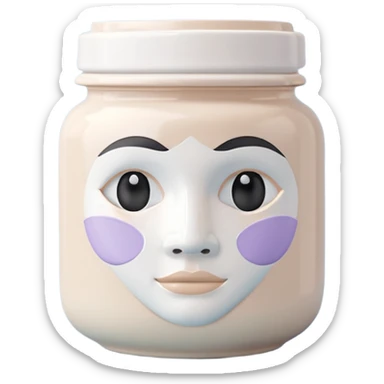 White clay face mask jar with minimal label, pastel backdrop sticker