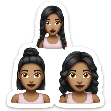 girl with black hair using makeup sticker