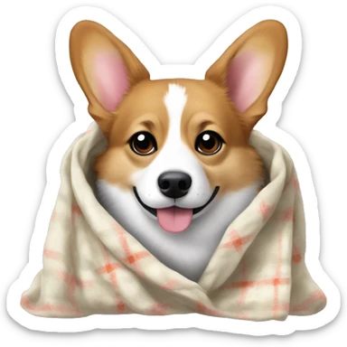 Cute corgi cardigan in a blanket sticker