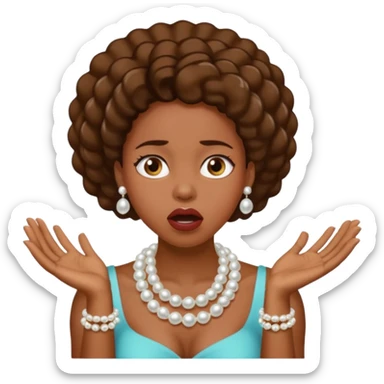 Black woman clutching pearls on neck with hands and looking shocked  sticker