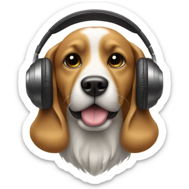 Dog wearing headphones  sticker