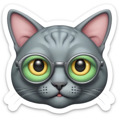alien cat with no fur, and spectacles sticker