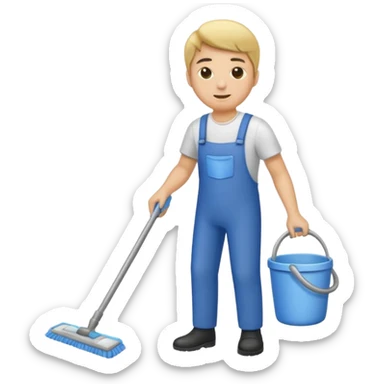 man cleaning sticker