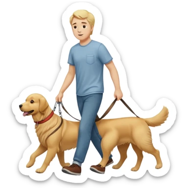 White men walking with golden retriever sticker