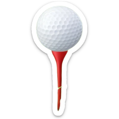 A golf ball resting on the grass of a lush golf course, with a golf club positioned nearby, ready for the next shot. The background features rolling green hills and a clear sky, highlighting the serene and precise nature of the sport. sticker