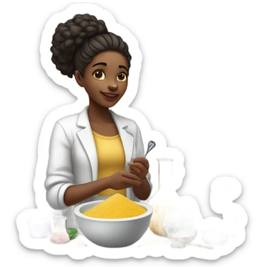 Technologist girl creates body salt with love sticker