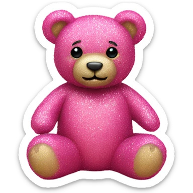 Pink teddy bear made fully of roses with glitter  sticker