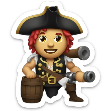 Pirate with biceps and a cannon sticker