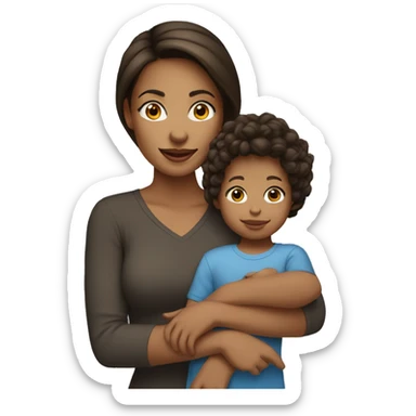 light skin brunette woman holding toddler sticker
