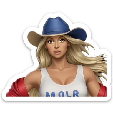 realistic blonde girl in hat sticker