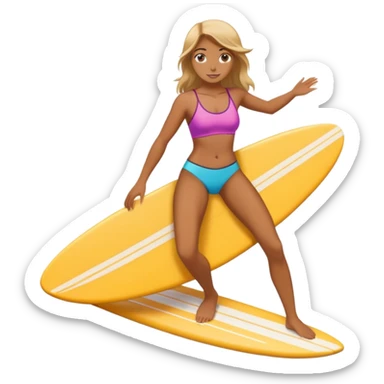 Surfer girl on the board sticker