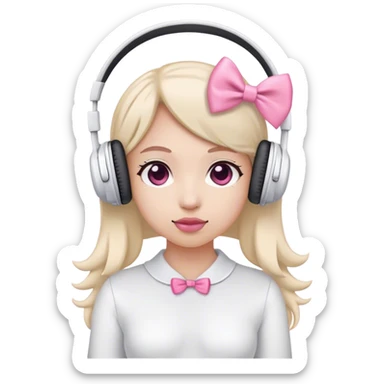 White headphones with pink bow sticker