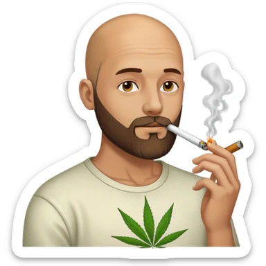 Deadlift bald beard smoking weed sticker
