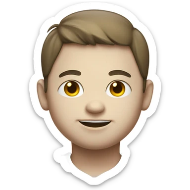 Smiling fat boy face with slit eyes sticker