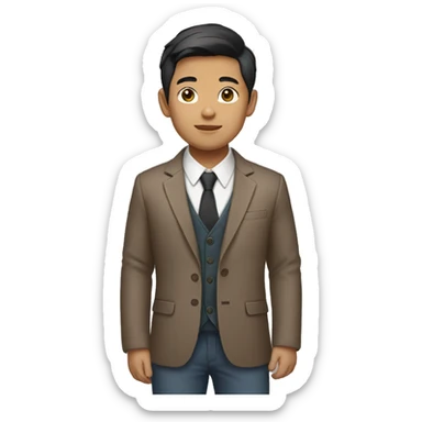 Boy with asian skin tone wearing mocca blazer sticker